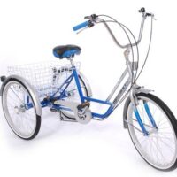 Mission Trilogy Lowstep Electric Converted Tricycle, Cyclotricity Powered, 20" Wheel - Silver/Blue - Image 3