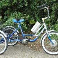 Mission Trilogy Lowstep Electric Converted Tricycle, Cyclotricity Powered, 20" Wheel - Silver/Blue - Image 4