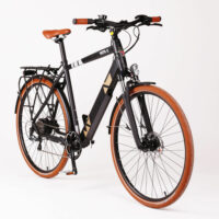 Batribike Vista-X Crossbar Trekking Electric Bike, 28" Wheel, Front Suspension - Black/Brown - Image 3