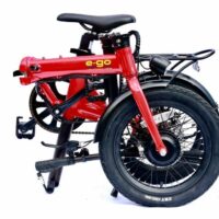 E-Go Lite Mini Compact Folding Electric Bike, 16" Wheel, Single Speed - Gloss Red - Image 3