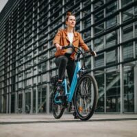 Neomouv Carlina Hybrid City Electric Bike, 45cm Frame, 26in Wheel - Light Blue - Image 3