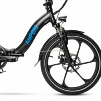 Ampere Alter Low Step Folding Electric Bike, 20 Wheel - Matt Black/Blue - Image 4